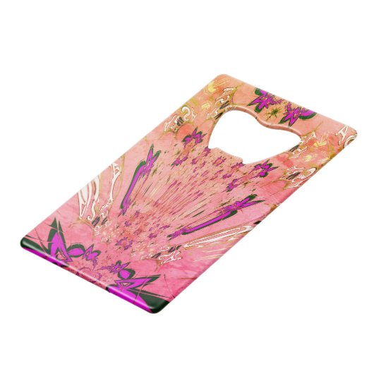 美しいベビーピンク紫の色合いのモチーフのモノグラム クレジットカード栓抜き (裏面アングル)