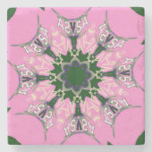 美しいベビーピンク紫の色合いのモチーフのモノグラム ストーンコースター (正面)