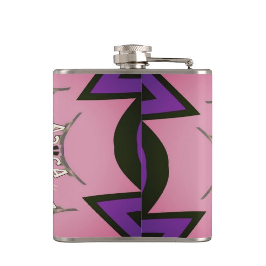 美しいベビーピンク紫の色合いのモチーフのモノグラム フラスク (裏面)