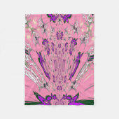 美しいベビーピンク紫の色合いのモチーフのモノグラム フリースブランケット (正面)