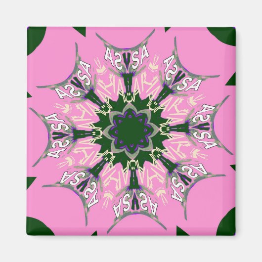 美しいベビーピンク紫の色合いのモチーフのモノグラム マグネット (正面)