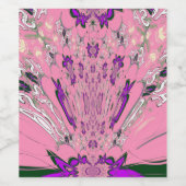 美しいベビーピンク紫の色合いのモチーフのモノグラム ワインラベル (シングルラベル)