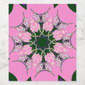 美しいベビーピンク紫の色合いのモチーフのモノグラム ワインラベル (シングルラベル)