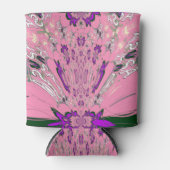 美しいベビーピンク紫の色合いのモチーフのモノグラム 缶クーラー (正面)