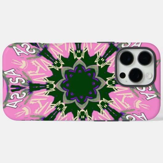 美しいベビーピンク紫の色合いのモチーフのモノグラム Case-Mate iPhoneケース (裏面 (横))