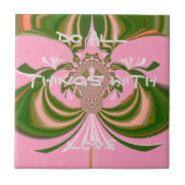 美しいベビーピンク緑と白の万華鏡のように千変万化するパターン タイル (正面)