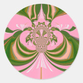 美しいベビーピンク緑と白の万華鏡のように千変万化するパターン ラウンドシール (正面)