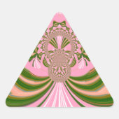 美しいベビーピンク緑と白の万華鏡のように千変万化するパターン 三角形シール (正面)