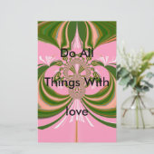 美しいベビーピンク緑と白の万華鏡のように千変万化するパターン 便箋 (スタンド正面)