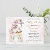 美しいベビーユニコーンとレインボーベビーシャワー 招待状 (スタンド正面)