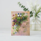 美しいベリーつる植物とブルーバードのはがき ポストカード (スタンド正面)