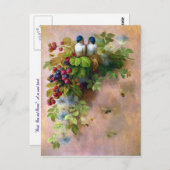 美しいベリーつる植物とブルーバードのはがき ポストカード (正面/裏面)