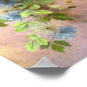 美しいベリーつる植物とブルーバード ポスター (角)