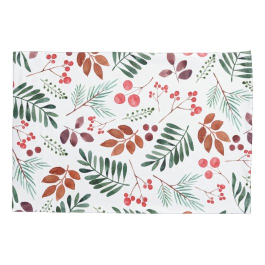 美しいベリーと枝の水彩の冬 枕カバー (裏面)