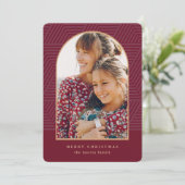 美しいベリー幾何学的パターン写真クリスマス シーズンカード (スタンド正面)