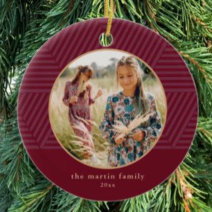 美しいベリー幾何学的パターン写真クリスマス セラミックオーナメント