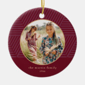 美しいベリー幾何学的パターン写真クリスマス セラミックオーナメント (正面)