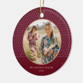 美しいベリー幾何学的パターン写真クリスマス セラミックオーナメント (左)