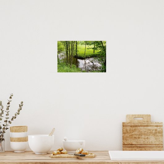 美しいベルギーの森と川、旅行 ポスター (キッチン)