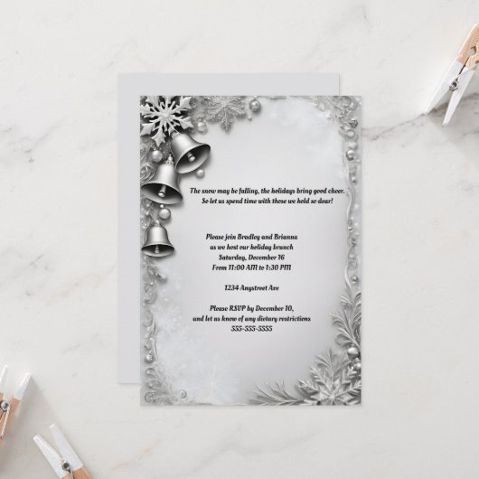 美しいベルズのクリスマス パーティー 招待状 (正面/裏面インサイチュ)