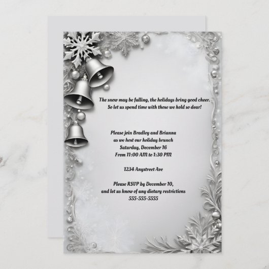 美しいベルズのクリスマス パーティー 招待状 (正面/裏面)
