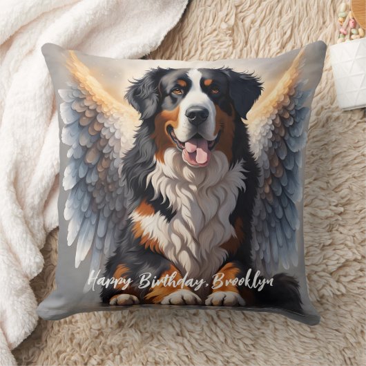 美しいベルネーゼの山犬と翼 クッション (ブランケット)