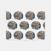 美しいベンガルタイガー顔写真 フリースブランケット (正面(横))