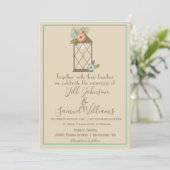 美しいベージュとブルーキャンドルランタン結婚ズ 招待状 (スタンド正面)