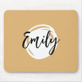 美しいベージュと白い黒のスクリプモノグラムのト マウスパッド (正面)