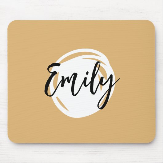 美しいベージュと白い黒のスクリプモノグラムのト マウスパッド (正面)