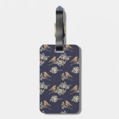 美しいベージュのヨーロッパロビンズパターン ラゲッジタグ (裏面縦)