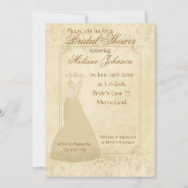 美しいベージュのヴィンテージ紙のウェディングシャワー招待状 招待状