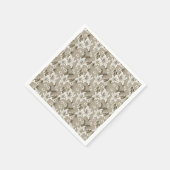 美しいベージュの花柄 スタンダードカクテルナプキン (角)