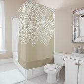美しいベージュ&ホワイトヴィンテージレースシャワーカーテン シャワーカーテン (インサイチュ)