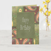 美しいペイズリー誕生日デザイン カード (黄色い花)