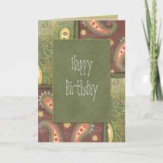 美しいペイズリー誕生日デザイン カード