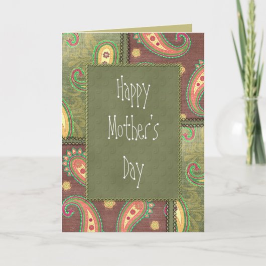 美しいペイズリー誕生日デザイン カード (正面)