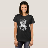 美しいペガサス翼を持つ馬神話ギリシャCrea Tシャツ (正面フル)