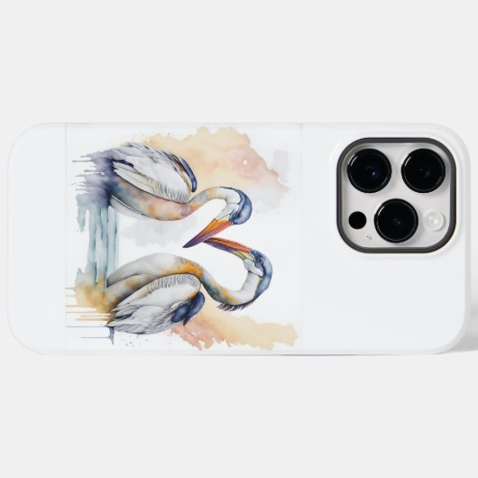美しいペリカンのカップル、ペリカンの愛の絆 Case-Mate iPhoneケース (裏面 (横))