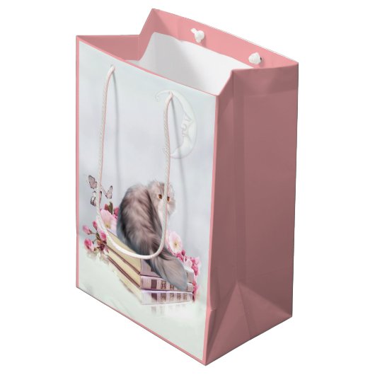 美しいペルシャ猫（本あり） ミディアムペーパーバッグ (正面アングル)