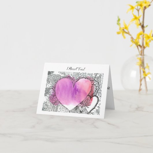 美しいペンとインクと水彩のバレンタインカード カード (黄色い花)