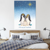 美しいペンギンの家族の水色 キャンバスプリント (インサイチュ (寝室))