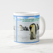 美しいペンギン聖なる書物、 経典1ジョン4:16ジャイアントコフ ジャンボコーヒーマグカップ (正面右)
