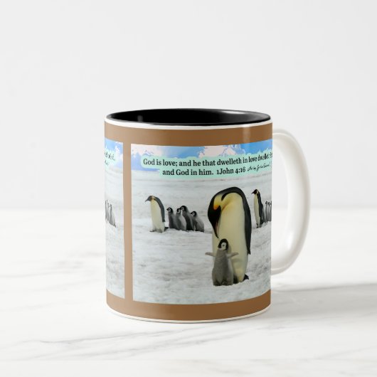 美しいペンギン聖なる書物、 経典1ヨハネ4:16 ツートーンマグカップ (正面右)