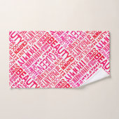 美しいページェント – ピンク美しいページェント単語プリント バスタオルセット (ハンドタオル)