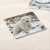 美しいホッキョクベアカブ スクエアペーパーコースター (アングル)