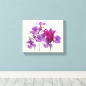 美しいホットピンクのチューリップ紫色の花のフローラ キャンバスプリント (インサイチュ (ウッドフロア))