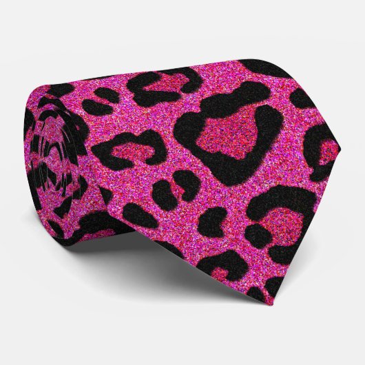 美しいホットピンクヒョウの皮グリッターの輝き ネクタイ (ロール)