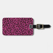 美しいホットピンクヒョウの皮グリッターの輝き ラゲッジタグ (正面横)