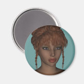 美しいホット3Dレッドヘッドウーマンモデルデジタルアート マグネット (正面/裏面)